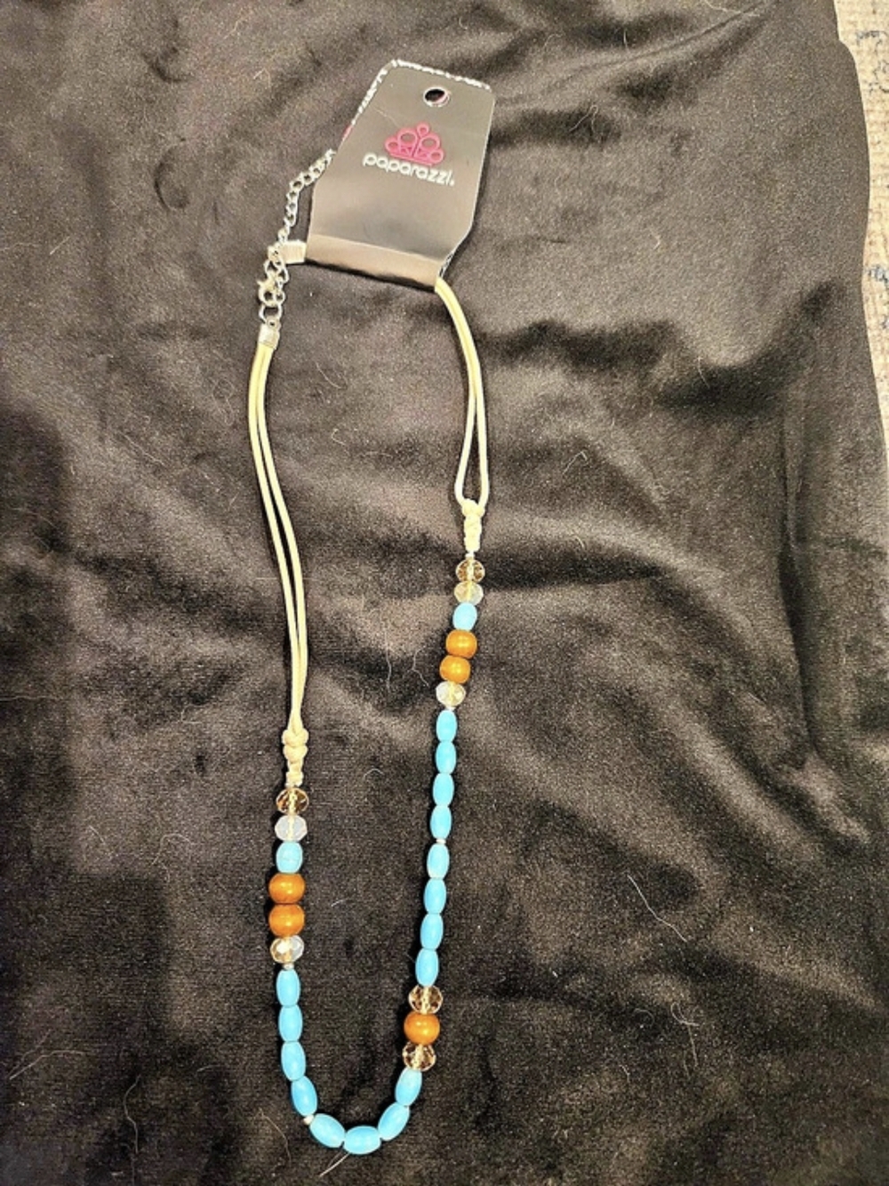 Paparazzi Beaded Necklace in Blue & Orange Like New